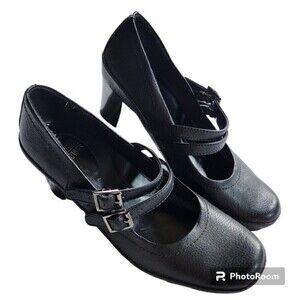 Mootsies Tootsies Strappy Buckle Heeled Loafer Mary Janes Sz 7.5